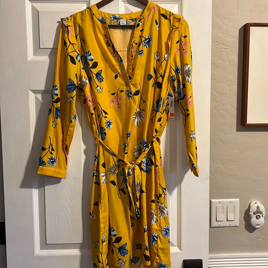 Brand New Mustard Color And Floral Dress